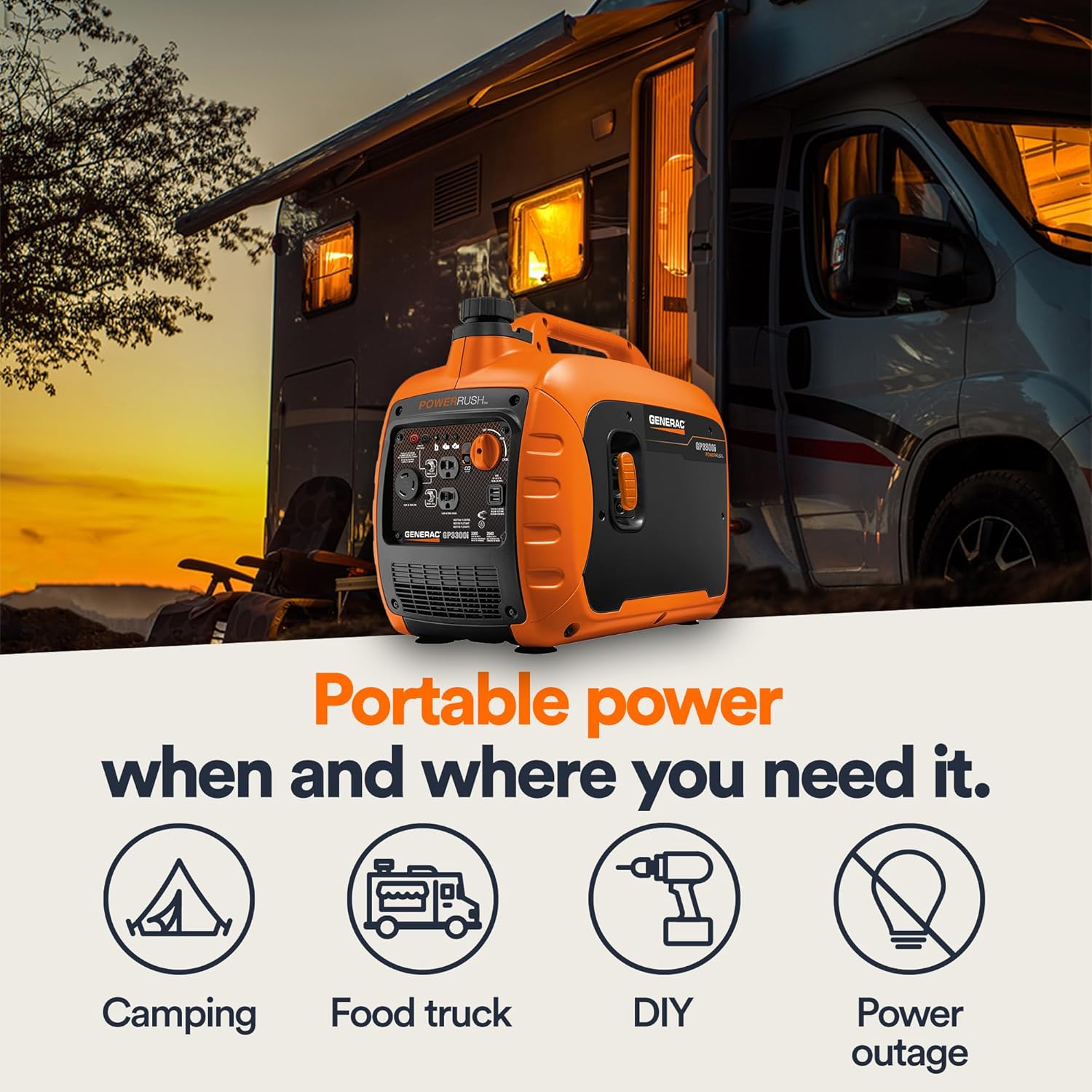 generac 3,300 watt gas powered portable inverter generator – lightweight and compact generac 3,300 watt gas powered portable inverter generator – lightweight and compact
