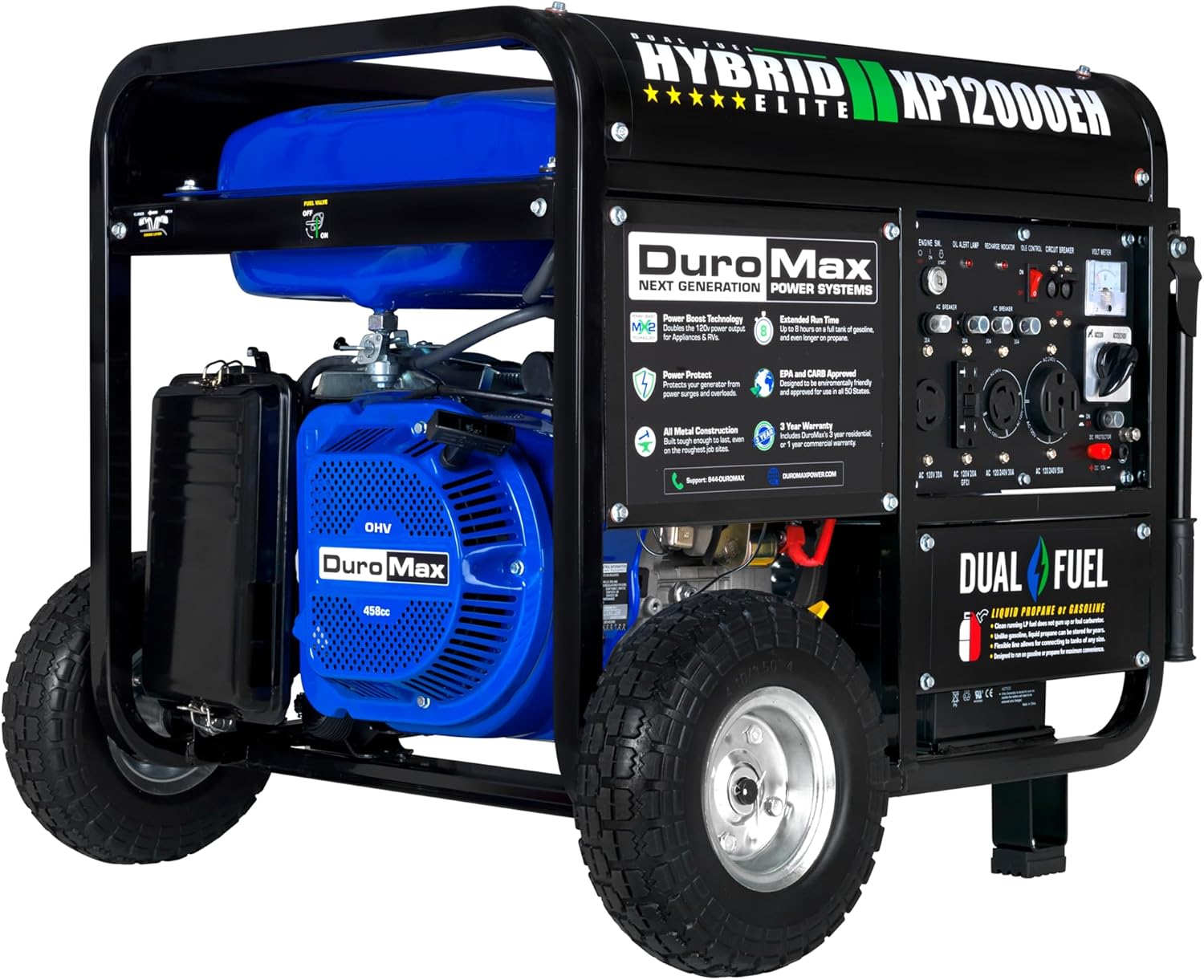 duromax xp13000eh 13,000 watt dual fuel portable generator – gas & propane, electric start duromax xp13000eh 13,000 watt dual fuel portable generator – gas & propane, electric start
