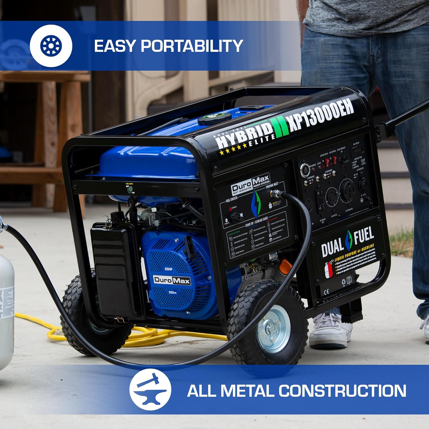 duromax xp13000eh 13,000 watt dual fuel portable generator – gas & propane, electric start duromax xp13000eh 13,000 watt dual fuel portable generator – gas & propane, electric start