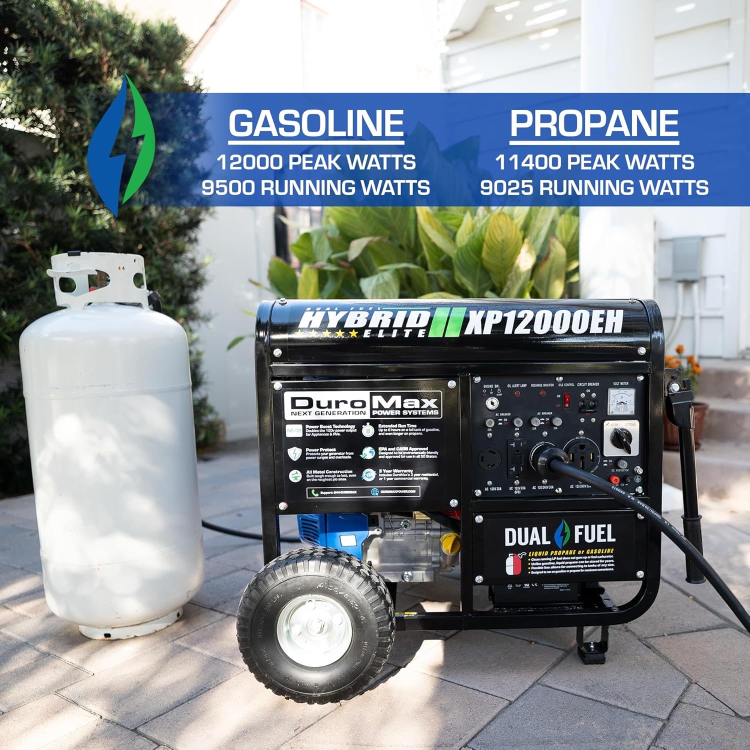 duromax xp13000eh 13,000 watt dual fuel portable generator – gas & propane, electric start duromax xp13000eh 13,000 watt dual fuel portable generator – gas & propane, electric start