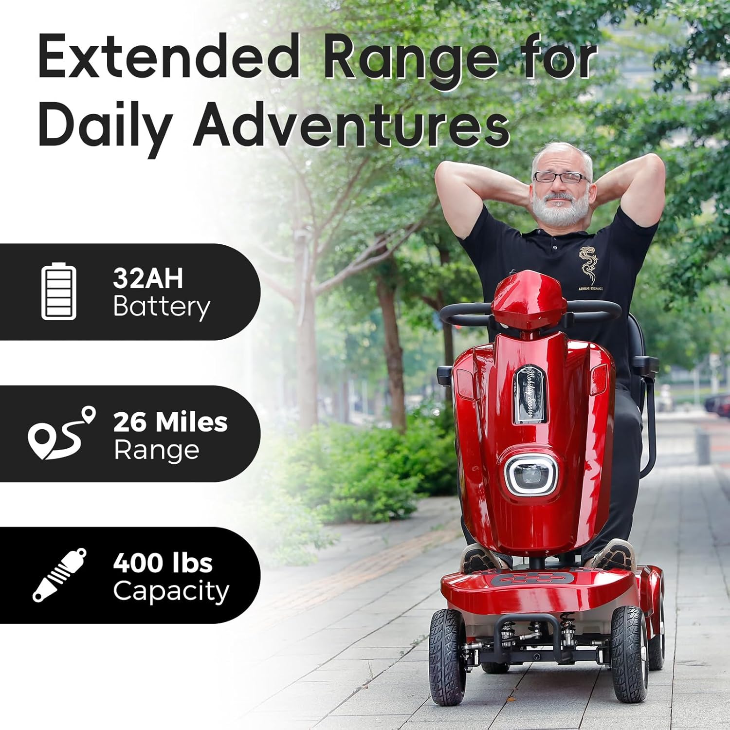 heavy duty electric mobility scooter for adults & seniors, 16–32 mile range, 500–1000w, off road heavy duty electric mobility scooter for adults & seniors, 16–32 mile range, 500–1000w, off road
