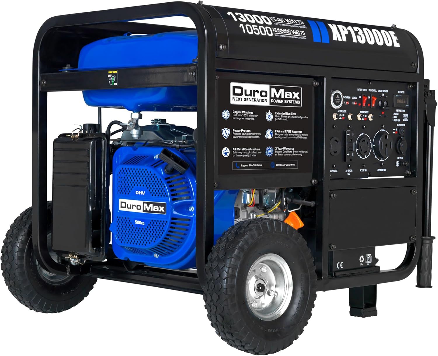 duromax xp13000eh 13,000 watt dual fuel portable generator – gas & propane, electric start duromax xp13000eh 13,000 watt dual fuel portable generator – gas & propane, electric start