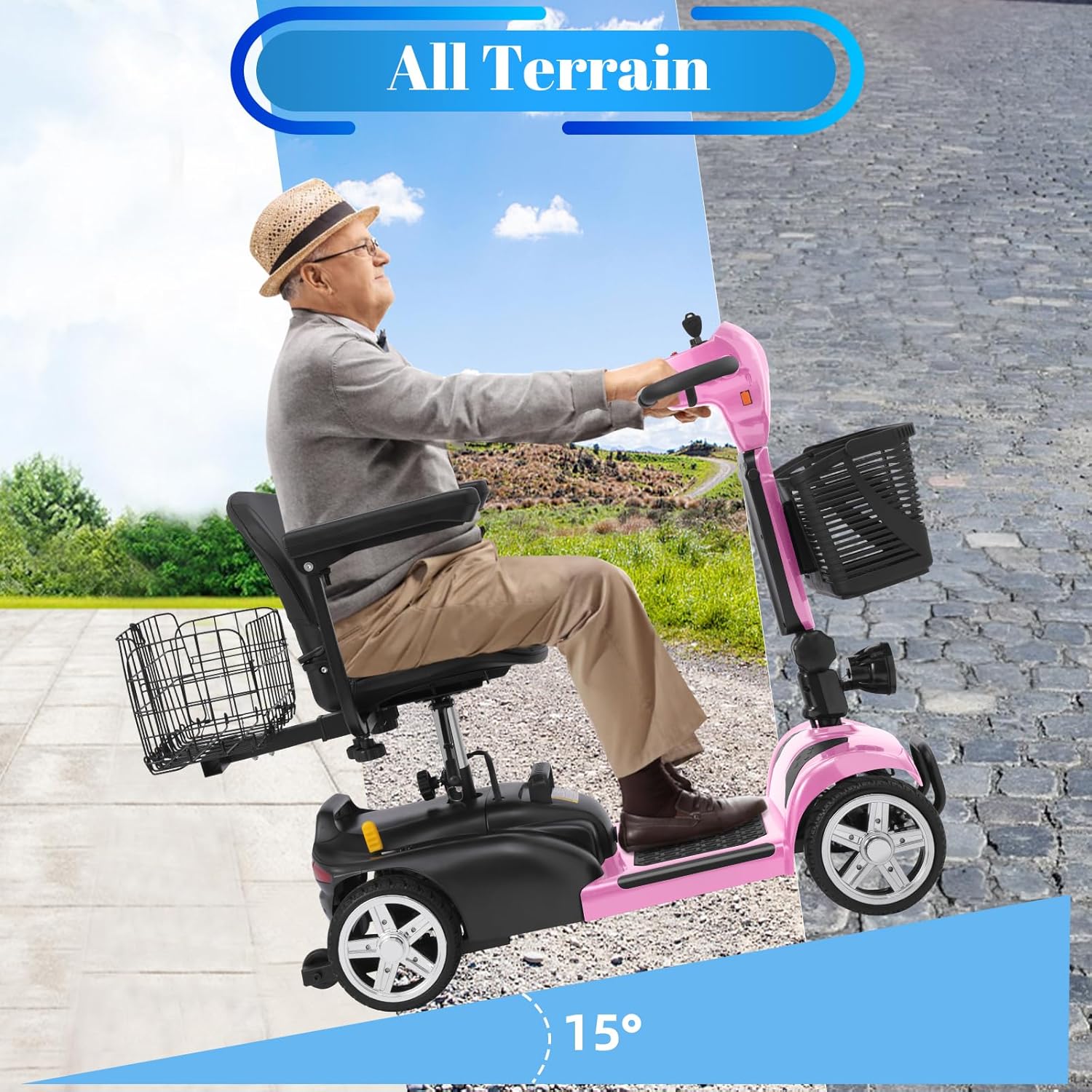 4 wheel mobility scooter for adults & seniors, 15–30 mile range, 350w, removable battery, compact 4 wheel mobility scooter for adults & seniors, 15–30 mile range, 350w, removable battery, compact