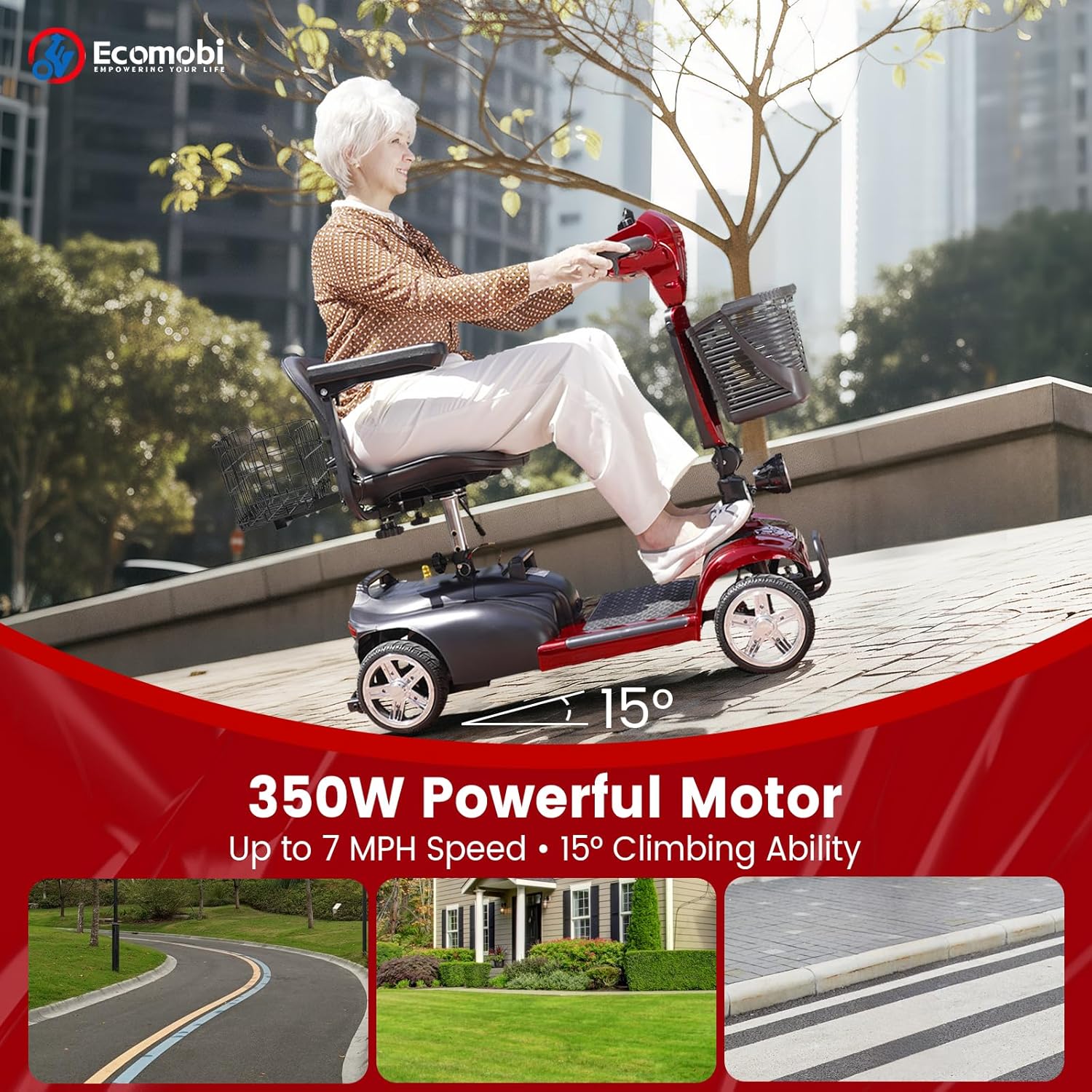 4 wheel mobility scooter for adults & seniors, 15–30 mile range, 350w, removable battery, compact 4 wheel mobility scooter for adults & seniors, 15–30 mile range, 350w, removable battery, compact