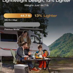 portable power station delta 3 max, 2048wh lifepo4 battery, solar generator (solar panel optional)