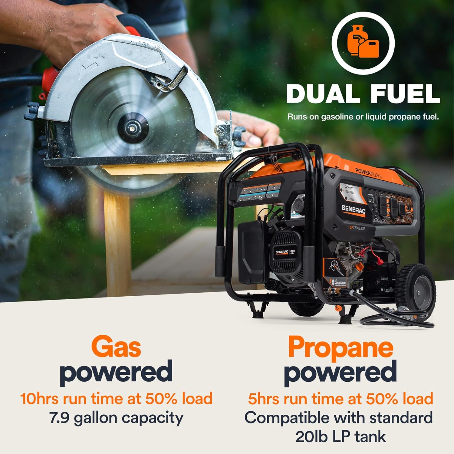 generac 8,125 starting watt portable gas generator – includes extension cord generac 8,125 starting watt portable gas generator – includes extension cord