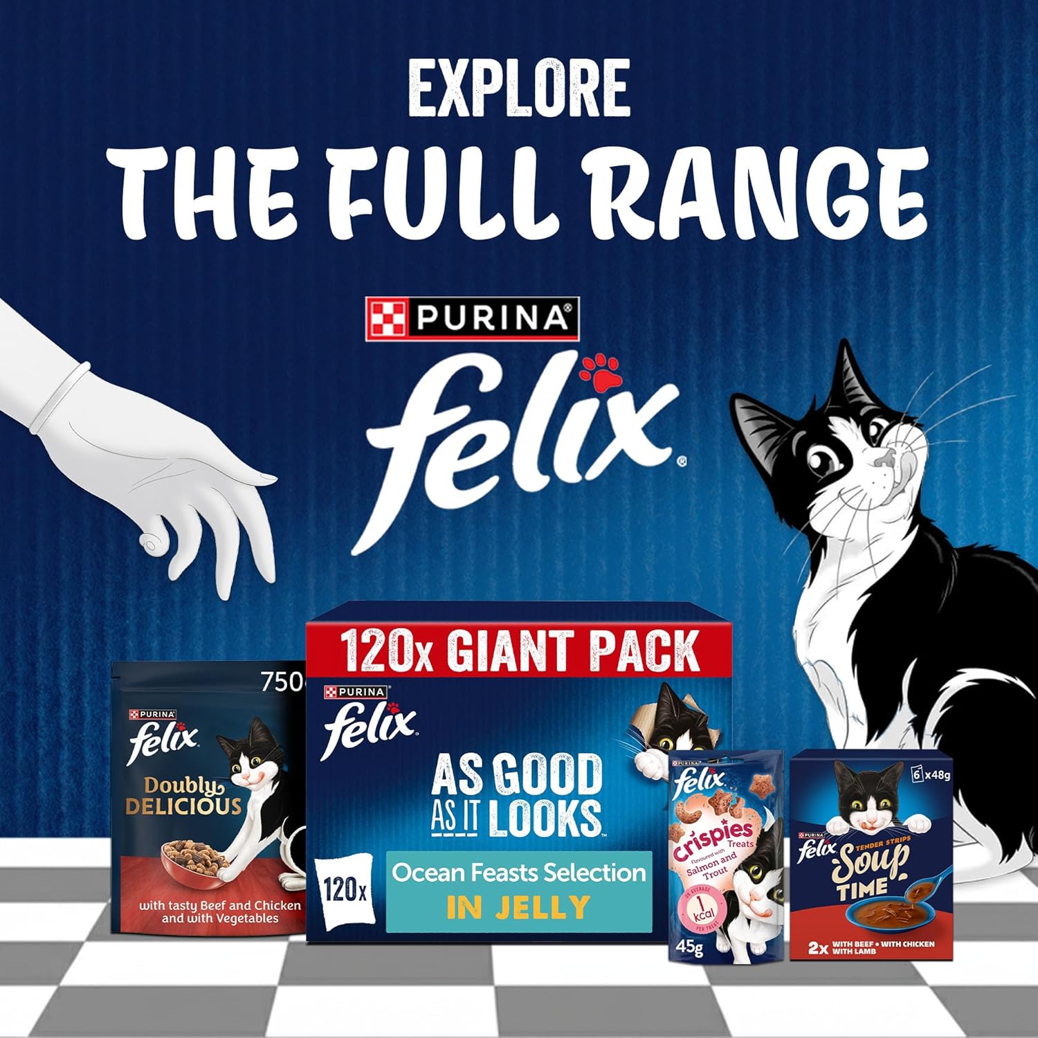 felix as good as it looks adult wet cat food ocean feasts in jelly plaice, salmon, tuna, cod 120 x 85g pouches felix as good as it looks adult wet cat food ocean feasts in jelly plaice, salmon, tuna, cod 120 x 85g pouches