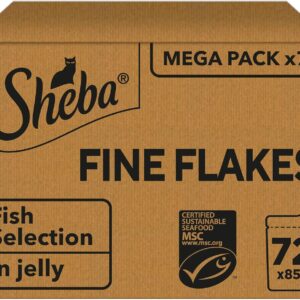 sheba adult wet cat food pouches 72 x 85 g fish collection bulk cat food megapack 72 jelly pouches