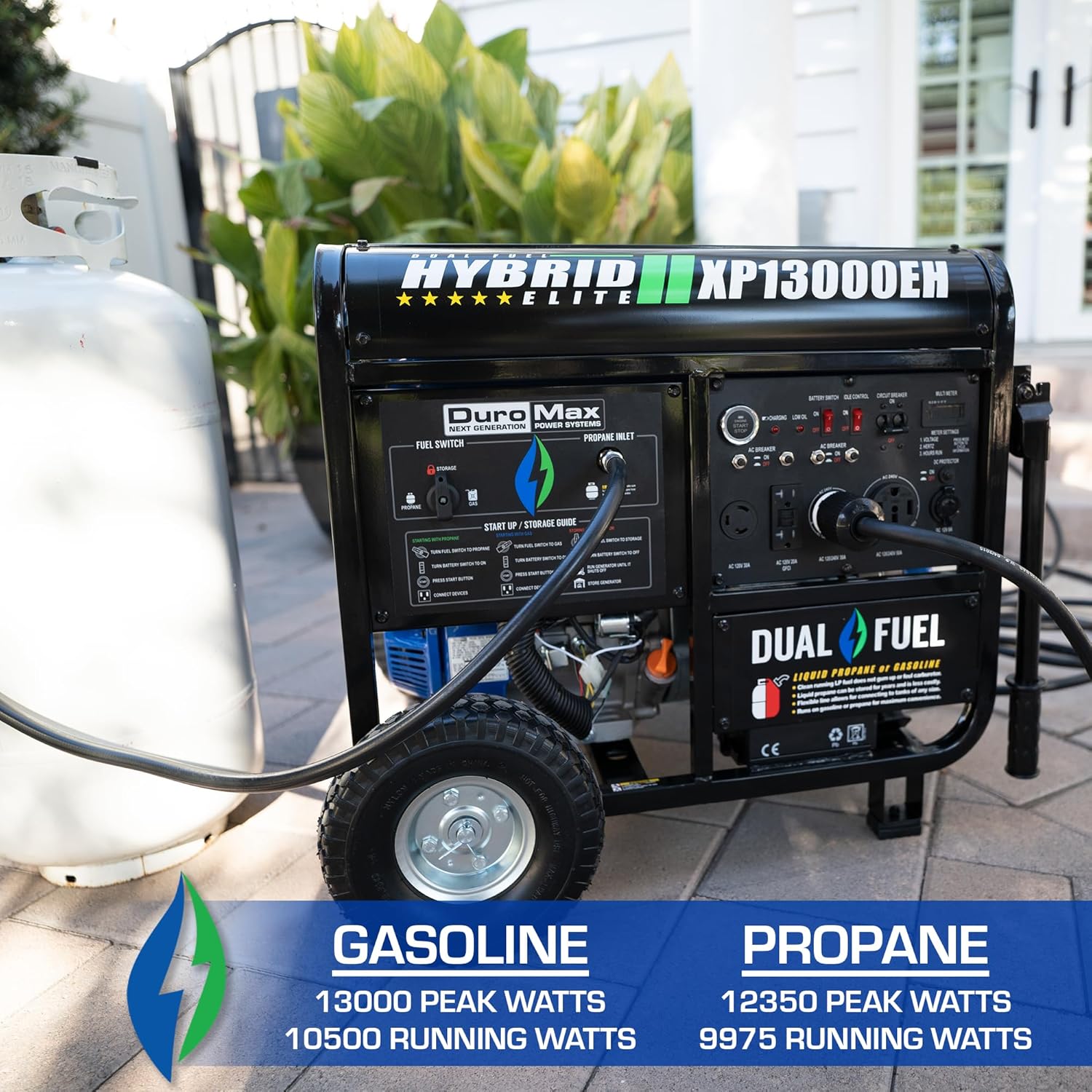 duromax xp13000eh 13,000 watt dual fuel portable generator – gas & propane, electric start duromax xp13000eh 13,000 watt dual fuel portable generator – gas & propane, electric start