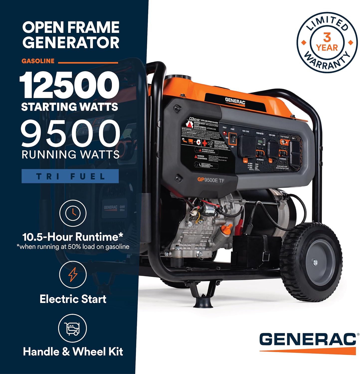 generac 8,125 starting watt portable gas generator – includes extension cord generac 8,125 starting watt portable gas generator – includes extension cord