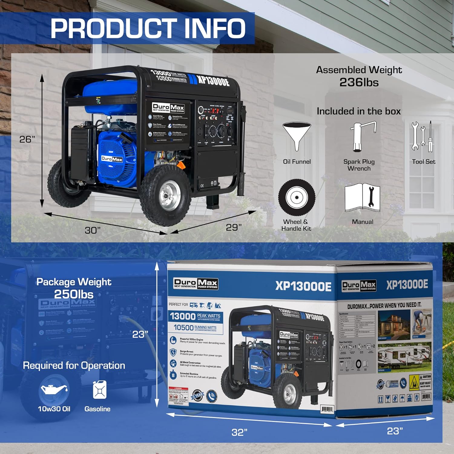 duromax xp13000eh 13,000 watt dual fuel portable generator – gas & propane, electric start duromax xp13000eh 13,000 watt dual fuel portable generator – gas & propane, electric start