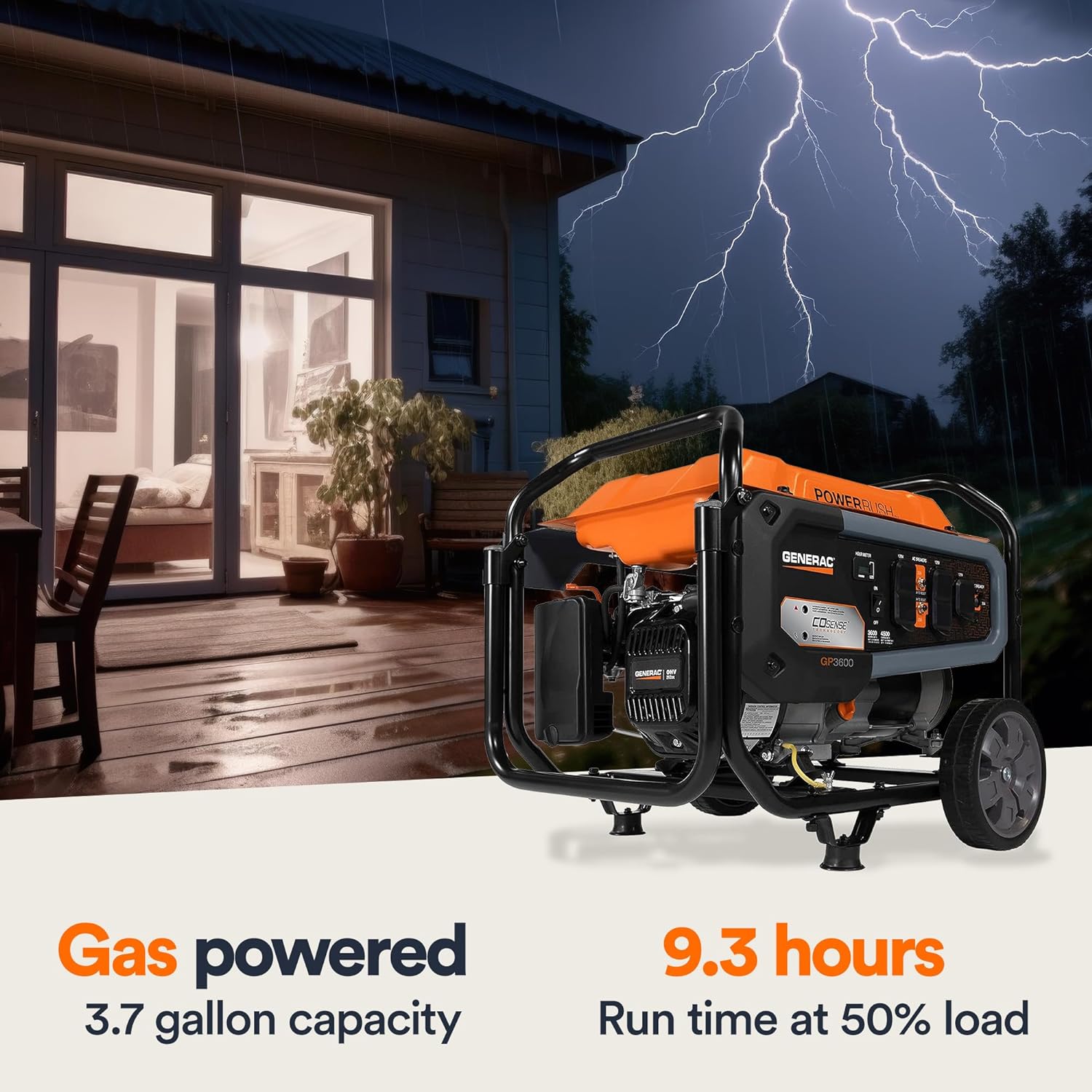 generac 8,125 starting watt portable gas generator – includes extension cord generac 8,125 starting watt portable gas generator – includes extension cord