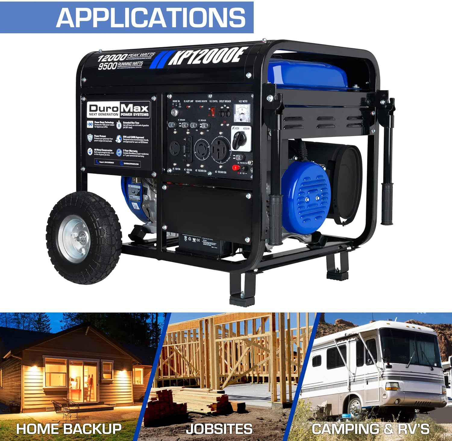 duromax xp13000eh 13,000 watt dual fuel portable generator – gas & propane, electric start duromax xp13000eh 13,000 watt dual fuel portable generator – gas & propane, electric start