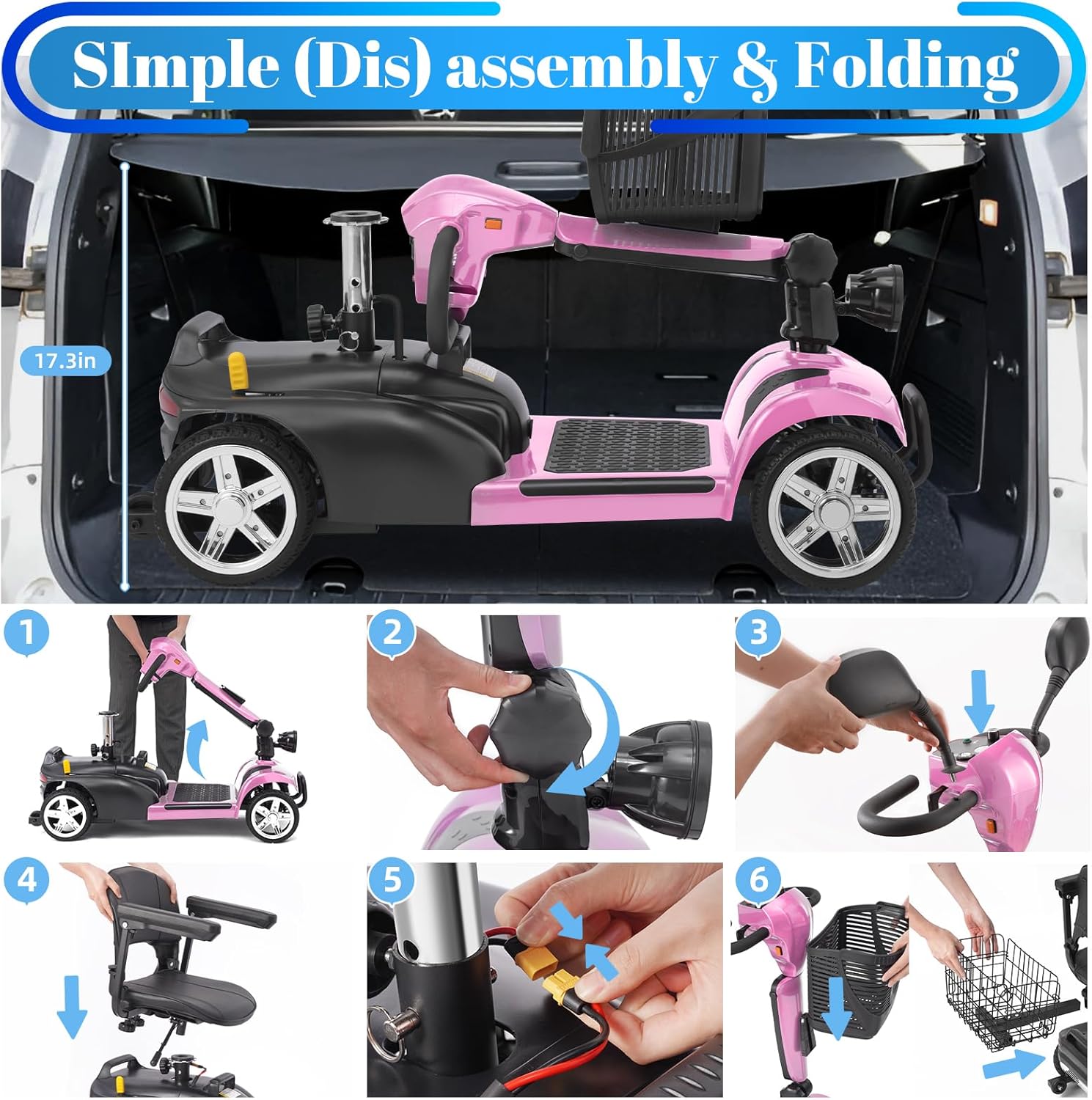 4 wheel mobility scooter for adults & seniors, 15–30 mile range, 350w, removable battery, compact 4 wheel mobility scooter for adults & seniors, 15–30 mile range, 350w, removable battery, compact