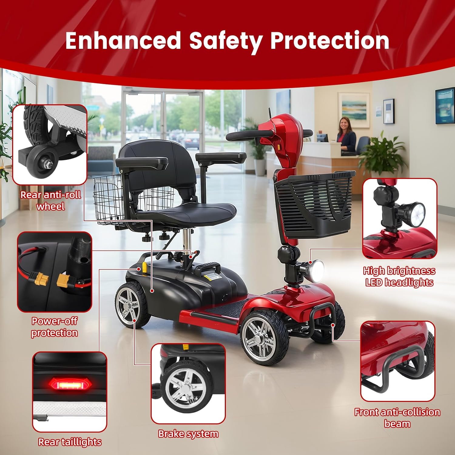 4 wheel mobility scooter for adults & seniors, 15–30 mile range, 350w, removable battery, compact 4 wheel mobility scooter for adults & seniors, 15–30 mile range, 350w, removable battery, compact