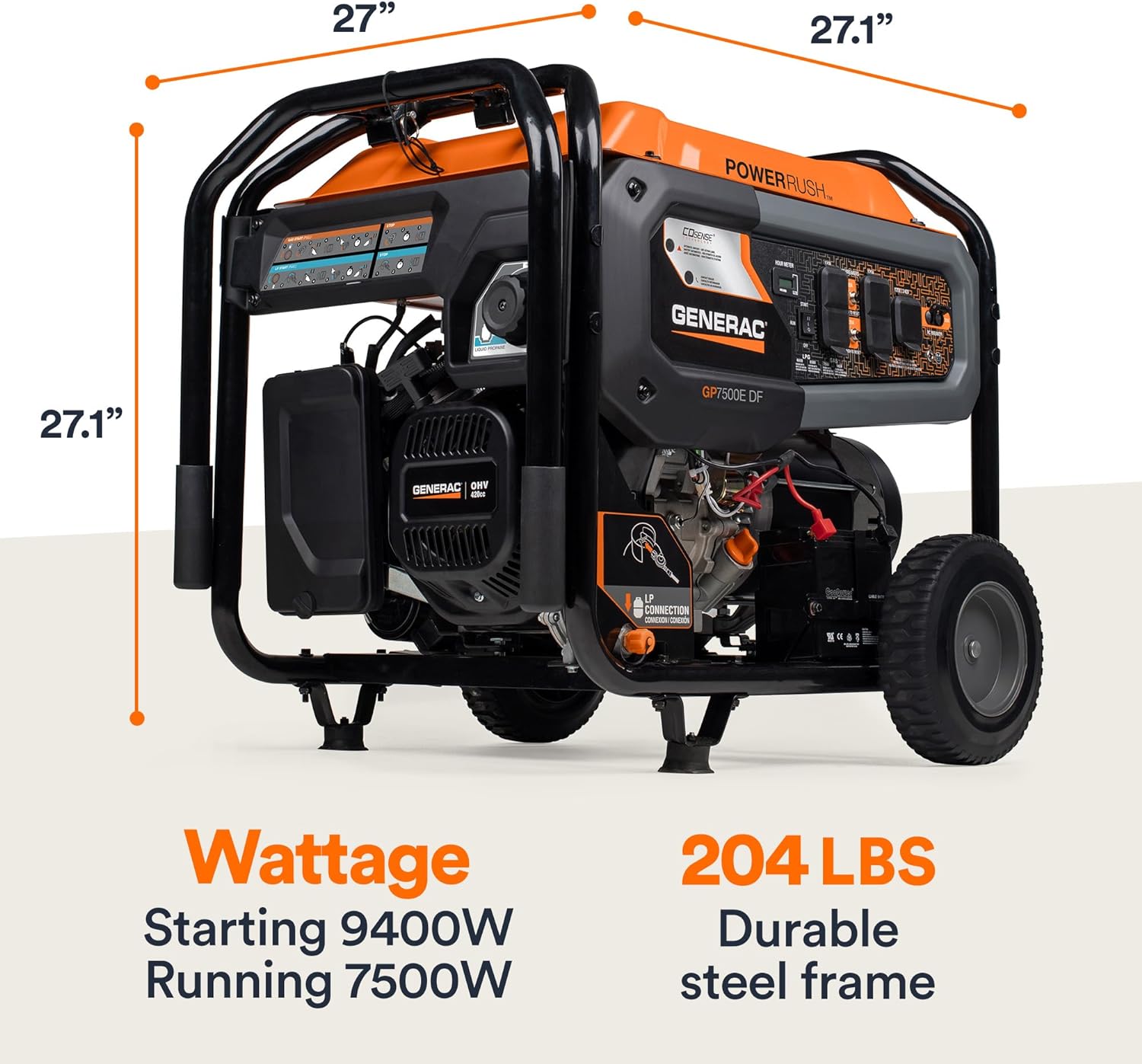 generac 8,125 starting watt portable gas generator – includes extension cord generac 8,125 starting watt portable gas generator – includes extension cord