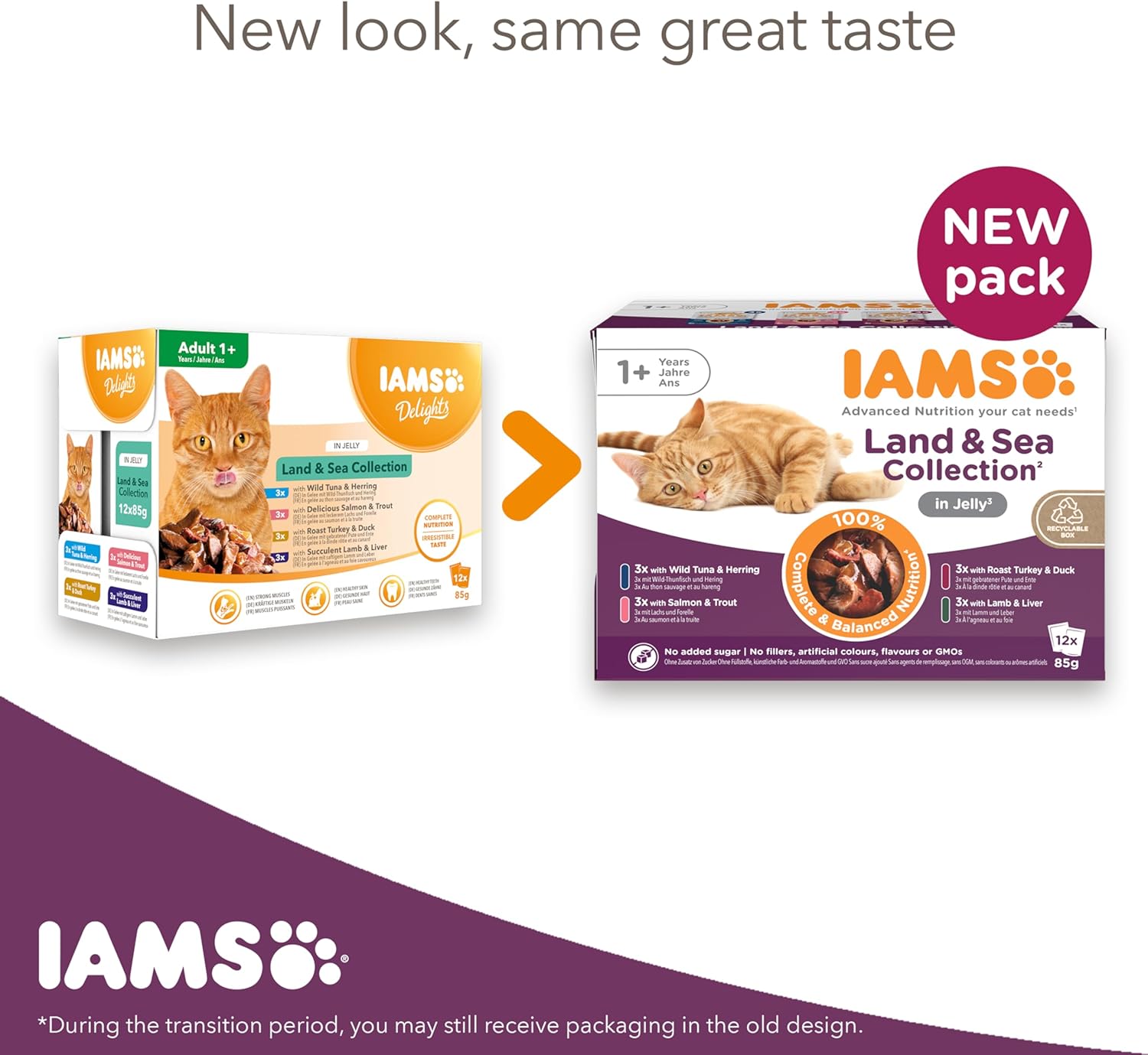 iams adult wet cat food land & sea in jelly 72 x 85g iams adult wet cat food land & sea in jelly 72 x 85g