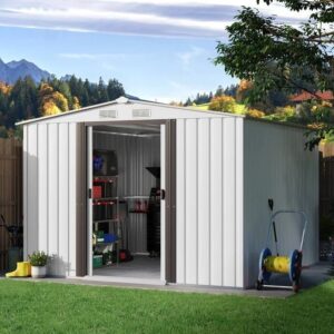 8ft. w x 8ft. d metal storage shed