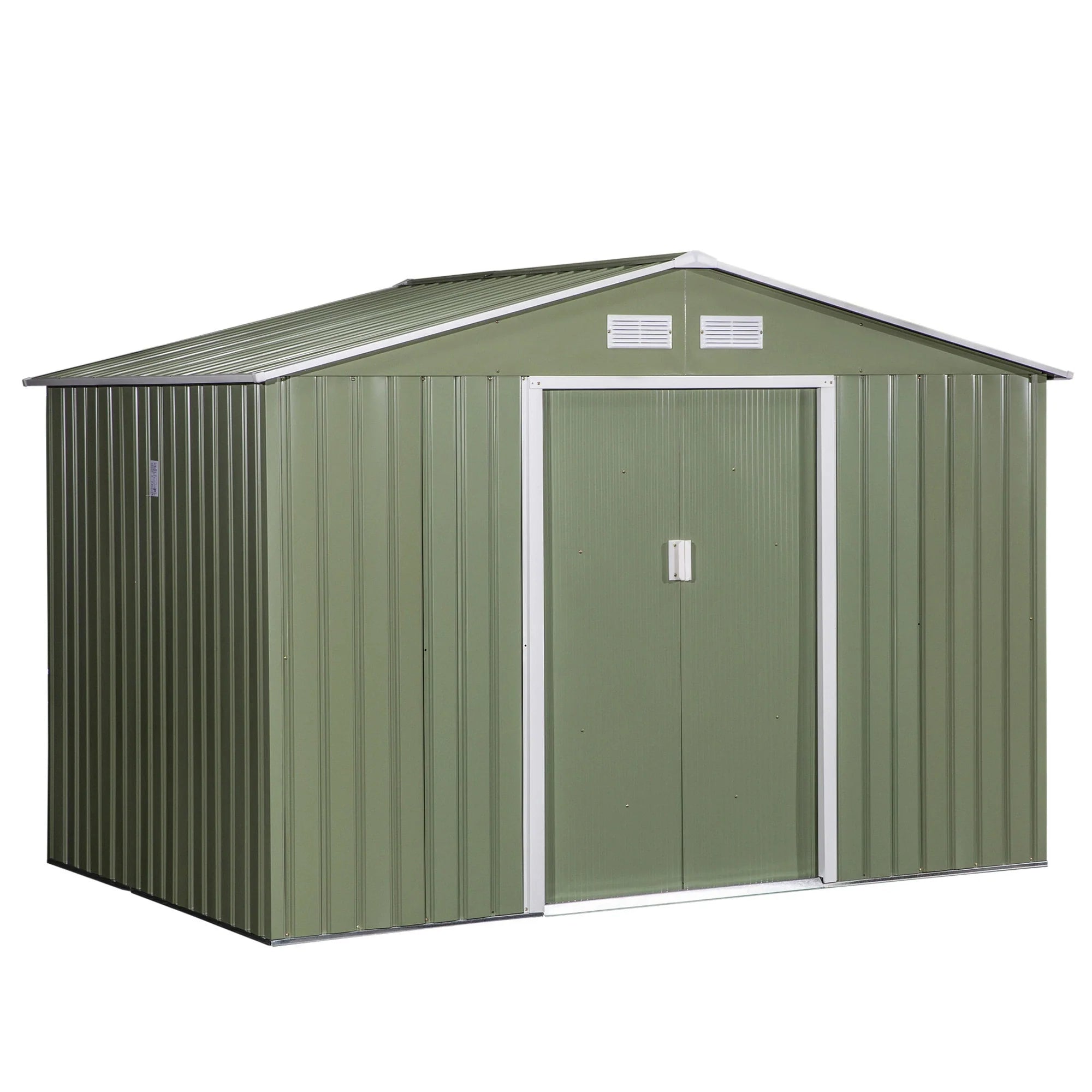 spacious 9′ x 6′ outdoor storage shed with foundation, sliding doors, and vents – green spacious 9′ x 6′ outdoor storage shed with foundation, sliding doors, and vents – green