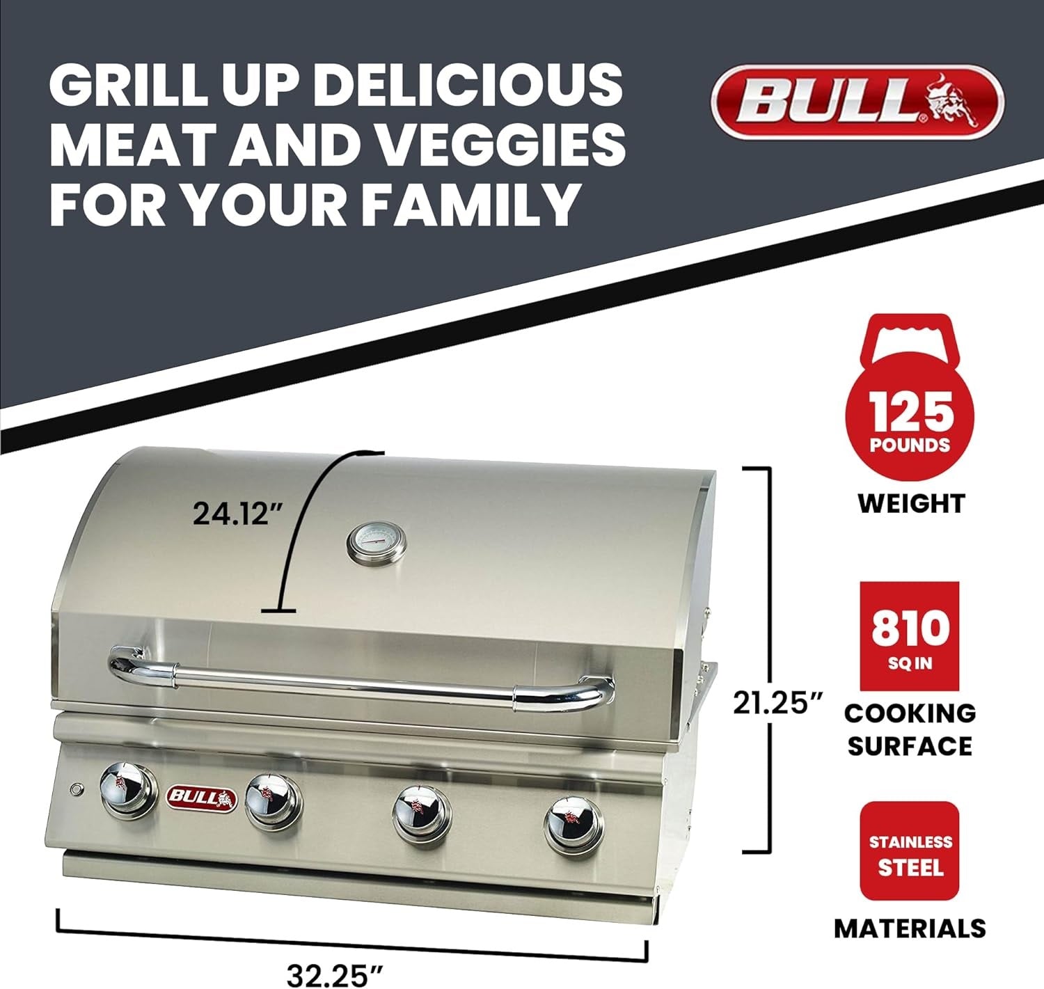 bull 30″ lonestar select stainless steel drop in grill
