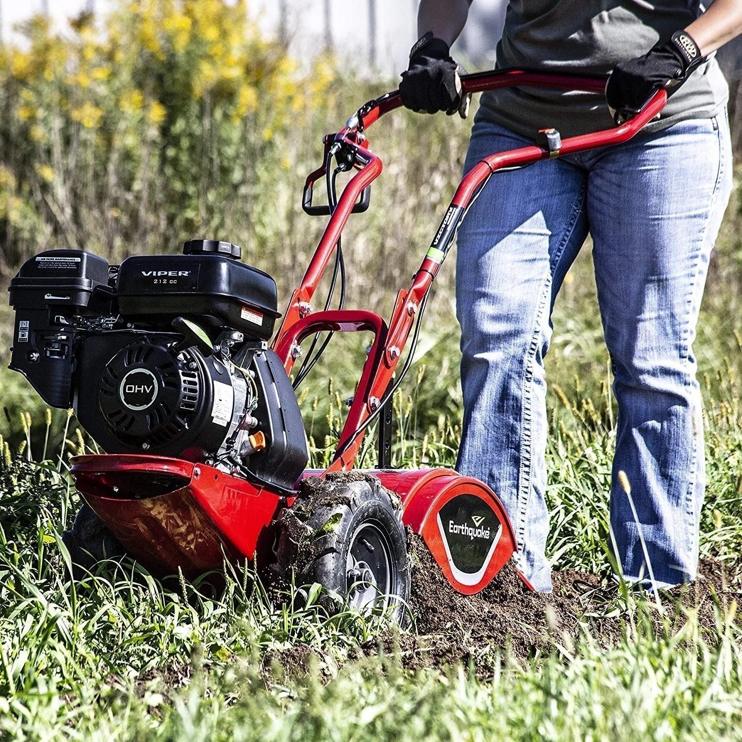 earthquake 33970 victor rear tine tiller, powerful 212cc 4 cycle vipe engine