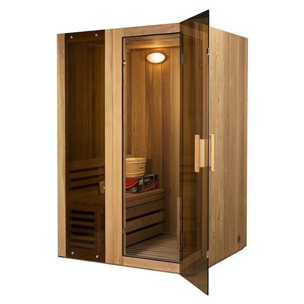 aleko sti2ced cedar indoor wet dry sauna steam room, 3 kw harvia kip heater, 2 person aleko sti2ced cedar indoor wet dry sauna steam room, 3 kw harvia kip heater, 2 person