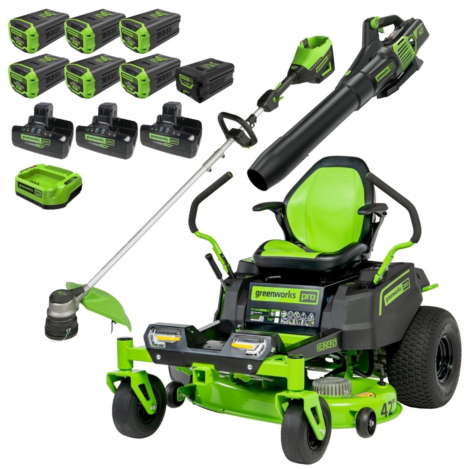 60v 42″ cordless battery crossoverz zero turn riding lawn mower 3 tool combo kit w/ (6) 8ah batteries, one(1) 2.5ah battery & four (4) chargers 60v 42″ cordless battery crossoverz zero turn riding lawn mower 3 tool combo kit w/ (6) 8ah batteries, one(1) 2.5ah battery & four (4) chargers