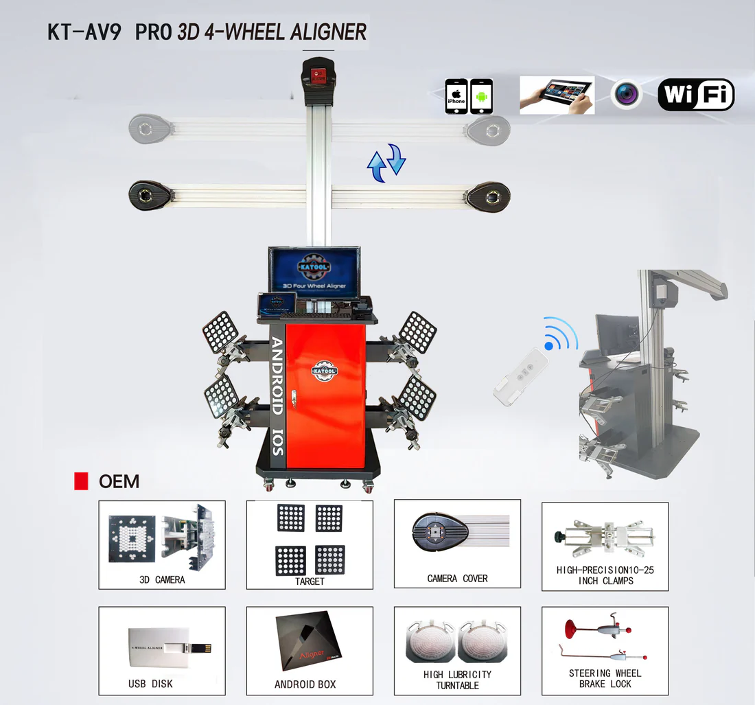 av9 wheel alignment machine works on two post and scissor lift by ka tool