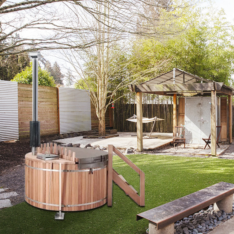 anyi 0 volt 2 – person cylinder wood fired hot tub