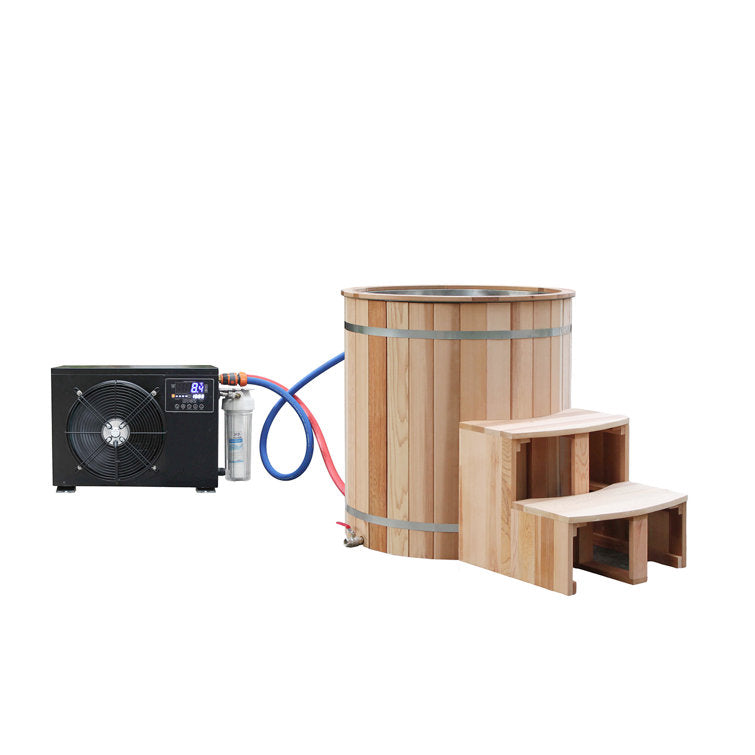 anyi 110 volt 1 – person solid wood cylinder plug and play hot tub