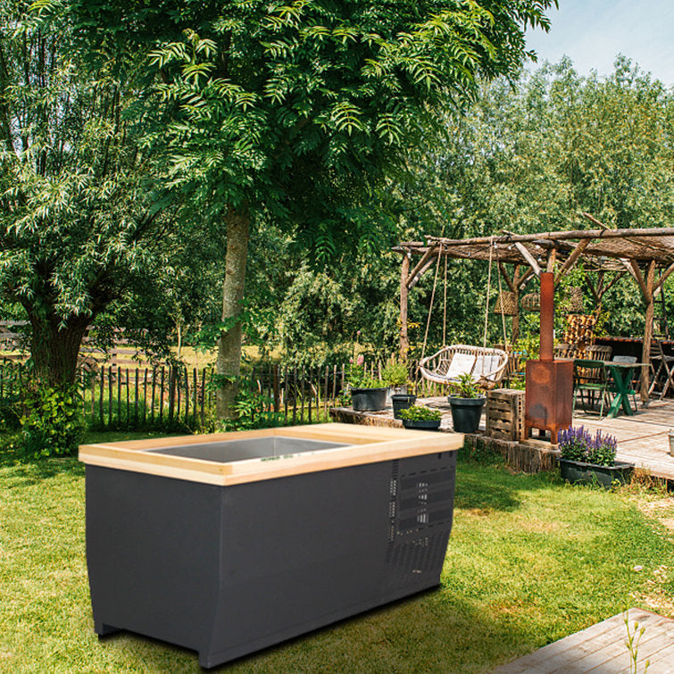 anyi 110 volt 1 – person solid wood rectangle hot tub