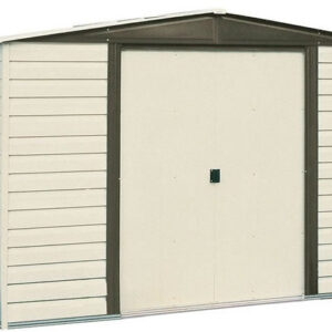 arrow 10×12 vinyl dallas shed w/ foundation & shelving