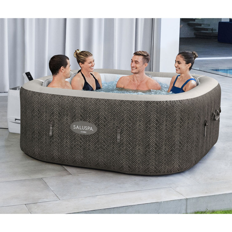 bestway 6 – person 140 – jet vinyl square inflatable hot tub in brown