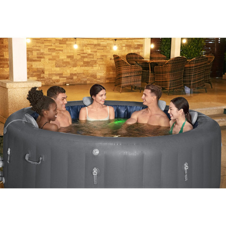 bestway 7 – person 180 – jet vinyl round inflatable hot tub in gray