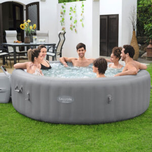bestway 8 – person 190 – jet vinyl round inflatable hot tub in gray