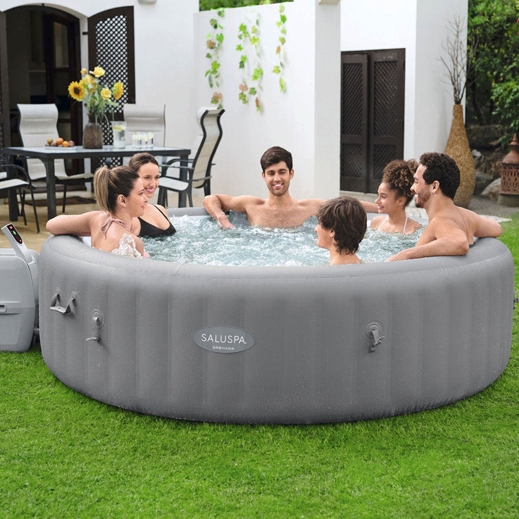 bestway 8 – person 190 – jet vinyl round inflatable hot tub in gray bestway 8 – person 190 – jet vinyl round inflatable hot tub in gray