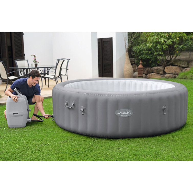 bestway 8 – person 190 – jet vinyl round inflatable hot tub in gray bestway 8 – person 190 – jet vinyl round inflatable hot tub in gray