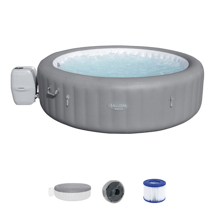 bestway 8 – person 190 – jet vinyl round inflatable hot tub in gray bestway 8 – person 190 – jet vinyl round inflatable hot tub in gray