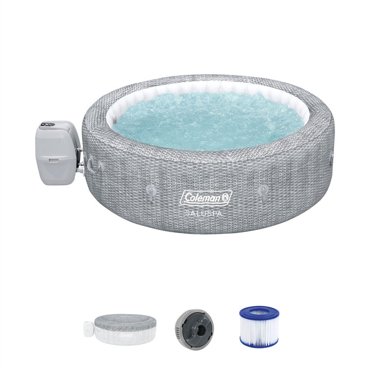 bestway coleman sicily airjet inflatable hot tub with energysense cover, grey bestway coleman sicily airjet inflatable hot tub with energysense cover, grey