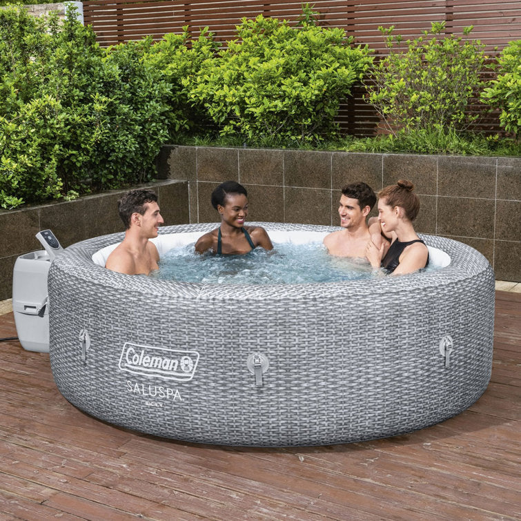 bestway coleman sicily airjet inflatable hot tub with energysense cover, grey bestway coleman sicily airjet inflatable hot tub with energysense cover, grey