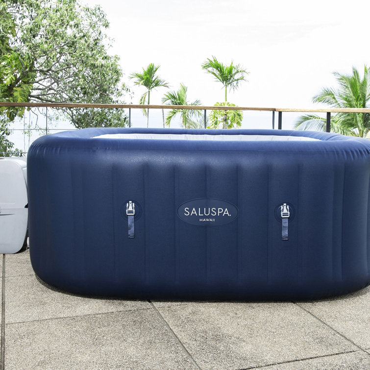 bestway saluspa hawaii airjet inflatable hot tub with energysense cover, blue bestway saluspa hawaii airjet inflatable hot tub with energysense cover, blue