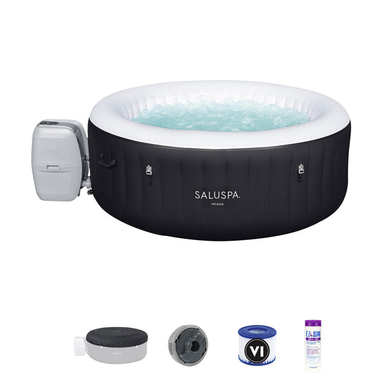bestway saluspa miami 4 person inflatable hot tub spa w/ spa chemical treatment