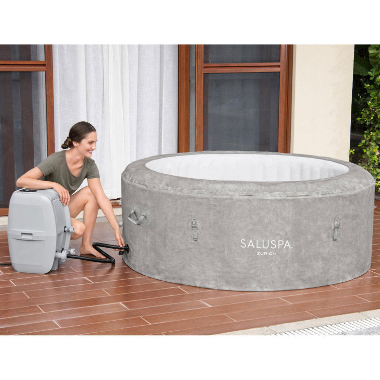 bestway zurich saluspa 2 4 person inflatable round hot tub with 120 airjets