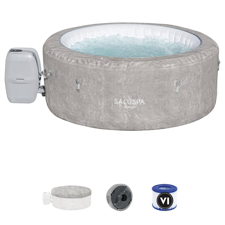 bestway zurich saluspa 2 4 person inflatable round hot tub with 120 airjets