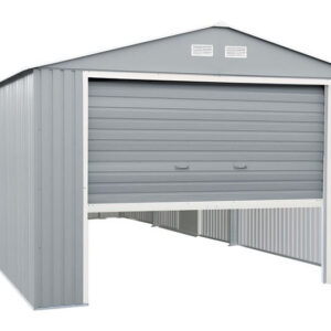 duramax 12×26 light gray metal storage garage kit