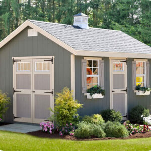 ez fit riverside 10×14 wood storage shed kit floor and shingles included