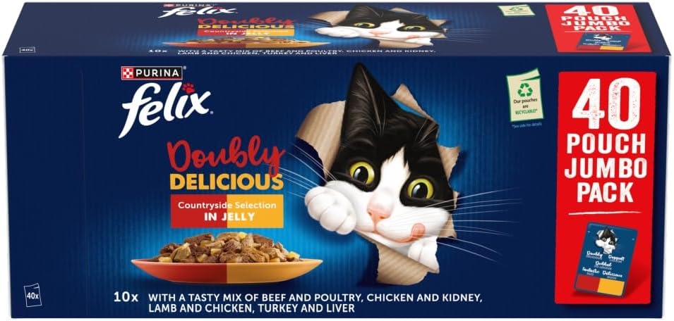 felix doubly delicious countryside selection in jelly wet cat food 40x85g felix doubly delicious countryside selection in jelly wet cat food 40x85g