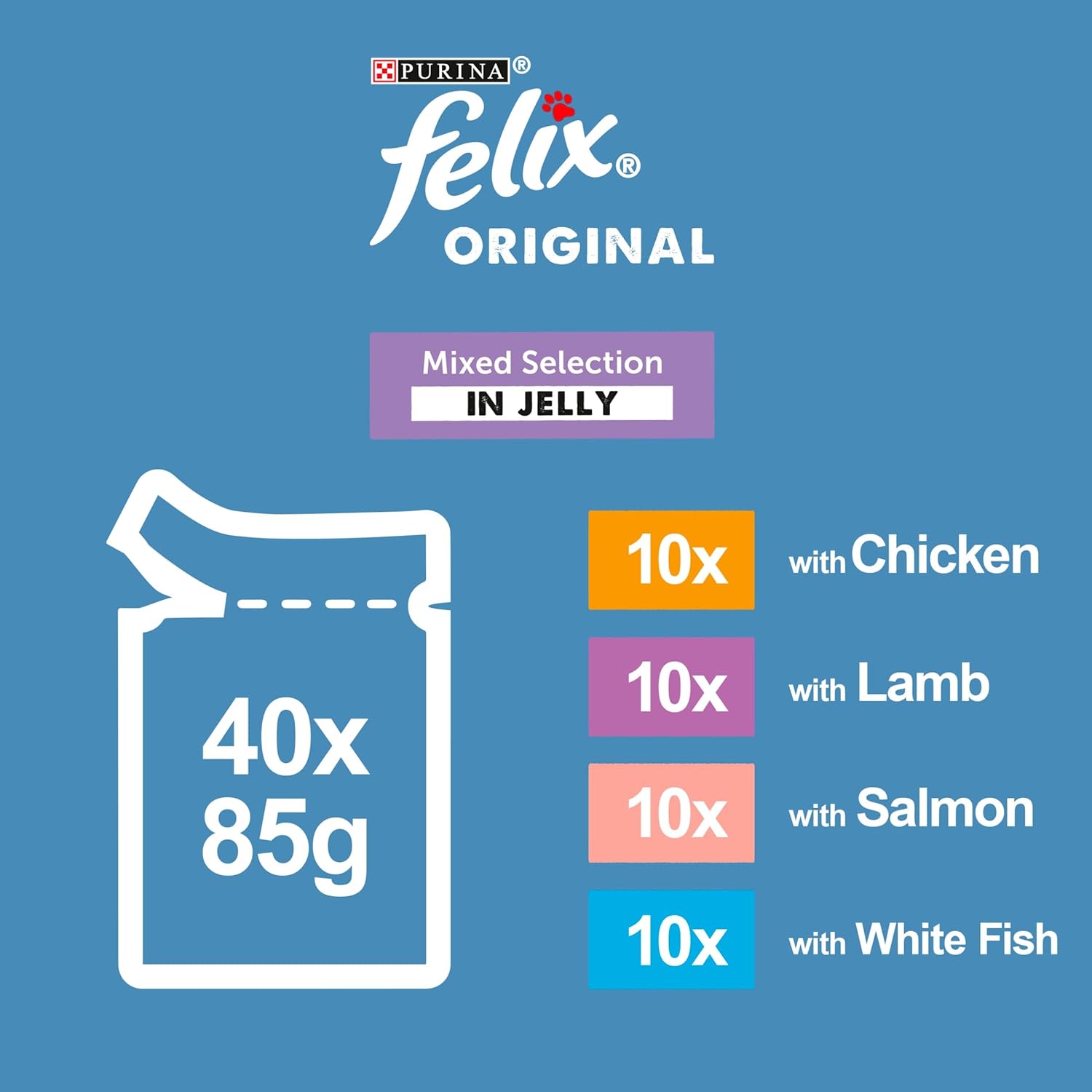 felix original mixed selection in jelly wet cat food 40x85g felix original mixed selection in jelly wet cat food 40x85g