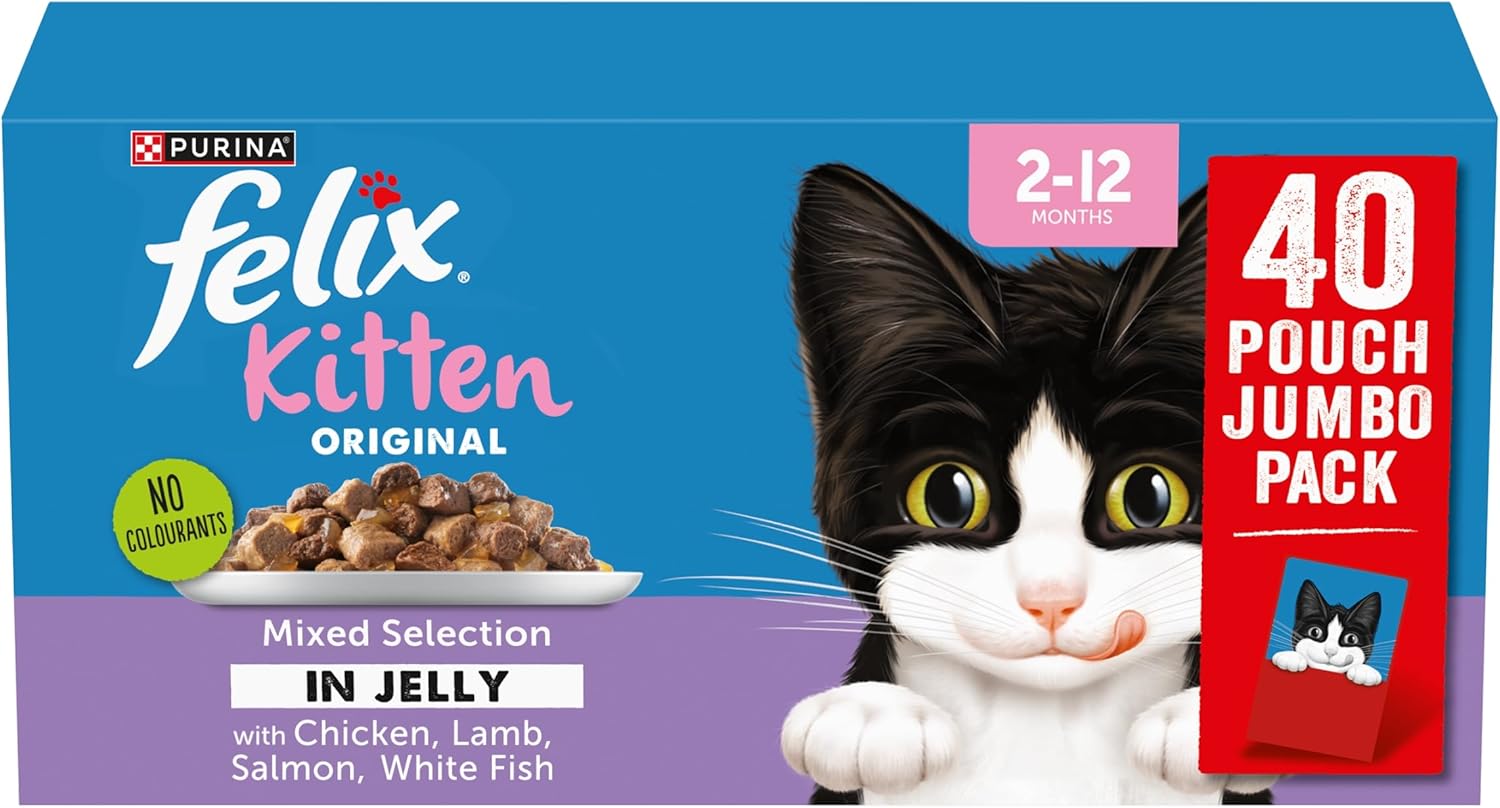 felix original kitten mixed selection in jelly wet cat food 40x85g felix original kitten mixed selection in jelly wet cat food 40x85g
