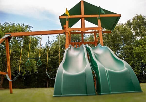 outing w/ dual slides swing set outing w/ dual slides swing set